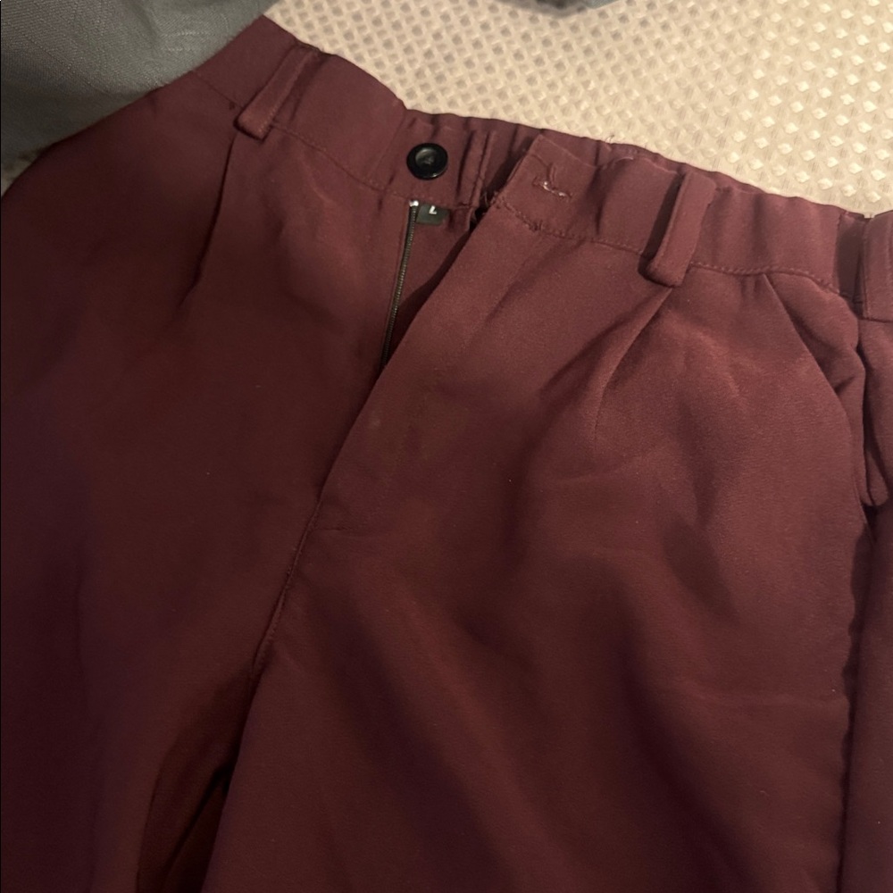 Burgundy High-Waisted Pants